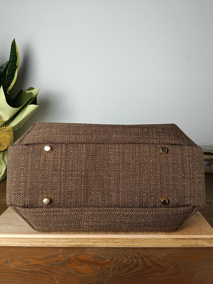 IRIS - Borsa tote bag fatta a mano in tessuto jacquard marrone- Prodotto artigianale