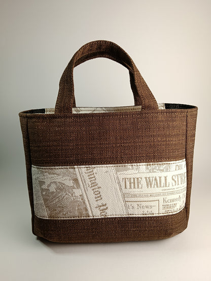 IRIS - Borsa tote bag fatta a mano in tessuto jacquard marrone- Prodotto artigianale