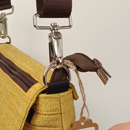 SYRIA - Borsa Giallo Senape in Jacquard - Borsa a Tracolla Artigianale con Pattina
