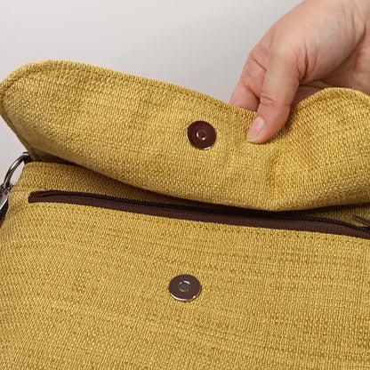 SYRIA - Borsa Giallo Senape in Jacquard - Borsa a Tracolla Artigianale con Pattina