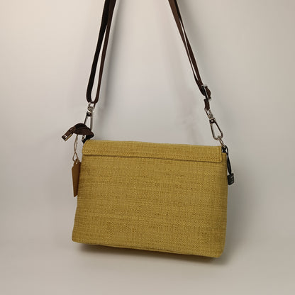 SYRIA - Borsa Giallo Senape in Jacquard - Borsa a Tracolla Artigianale con Pattina