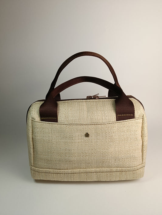 PAOLA - Borsa bauletto fatta a mano in jacquard colore naturale - Prodotto artigianale