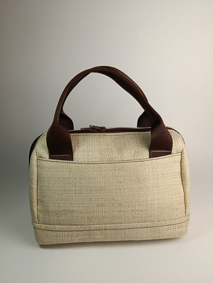 PAOLA - Borsa bauletto fatta a mano in jacquard colore naturale - Prodotto artigianale