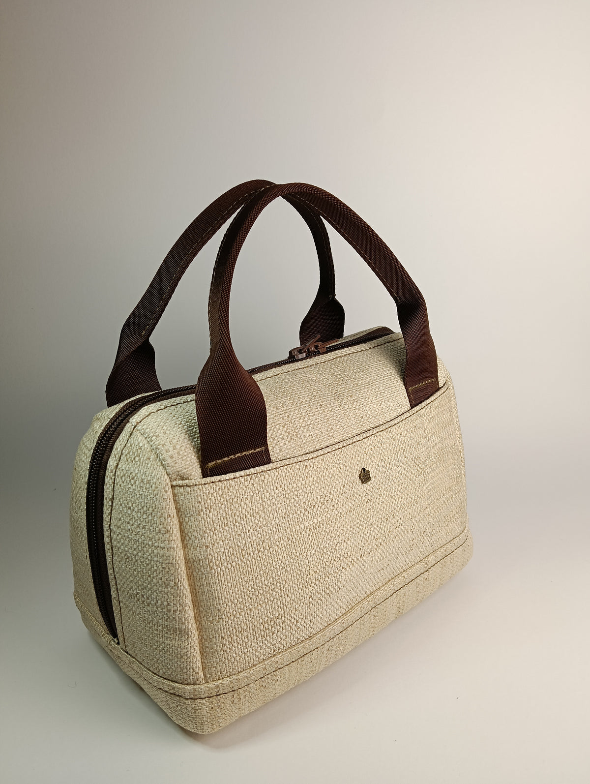PAOLA - Borsa bauletto fatta a mano in jacquard colore naturale - Prodotto artigianale