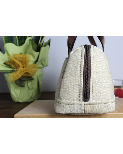 PAOLA - Borsa bauletto fatta a mano in jacquard colore naturale - Prodotto artigianale