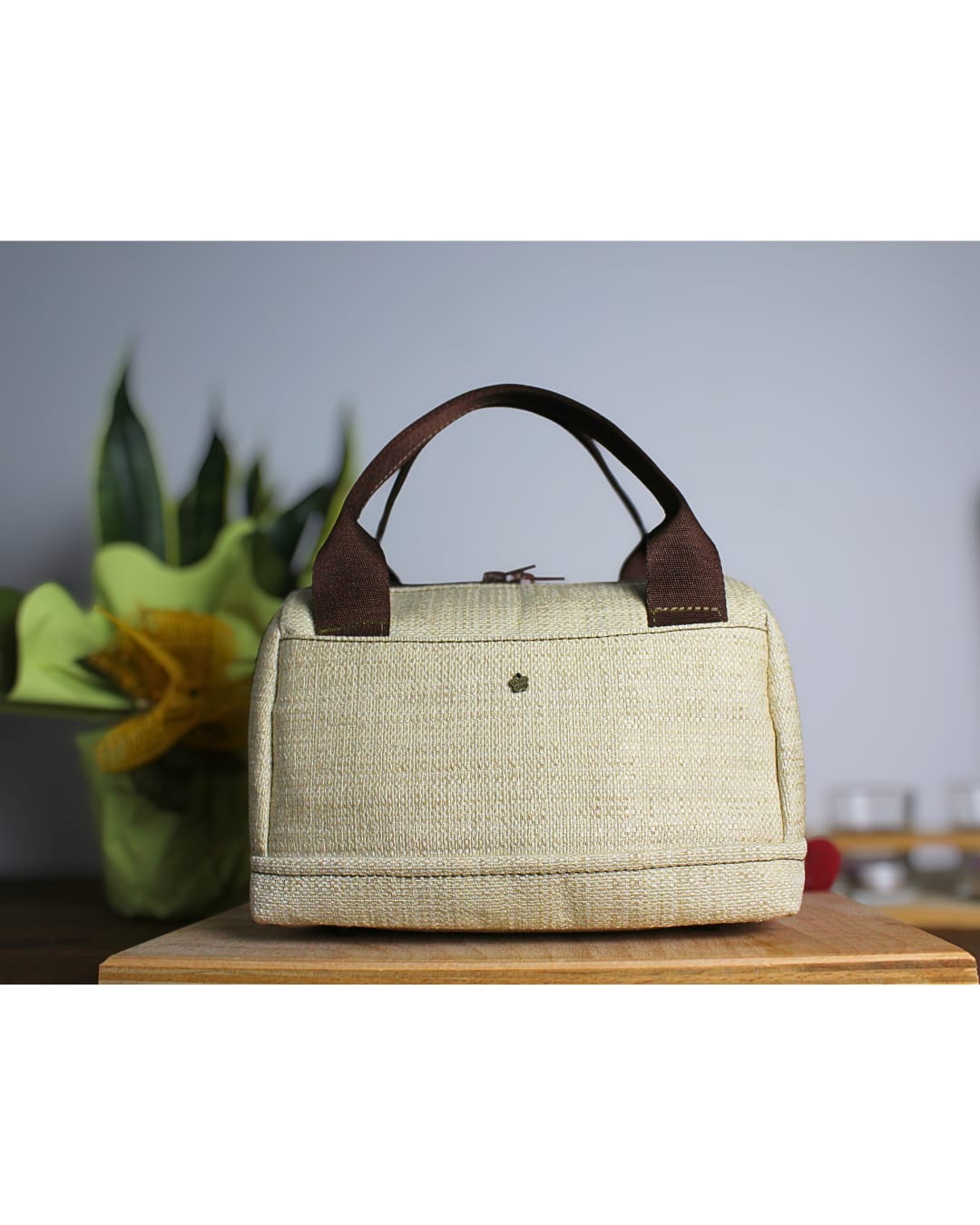 PAOLA - Borsa bauletto fatta a mano in jacquard colore naturale - Prodotto artigianale