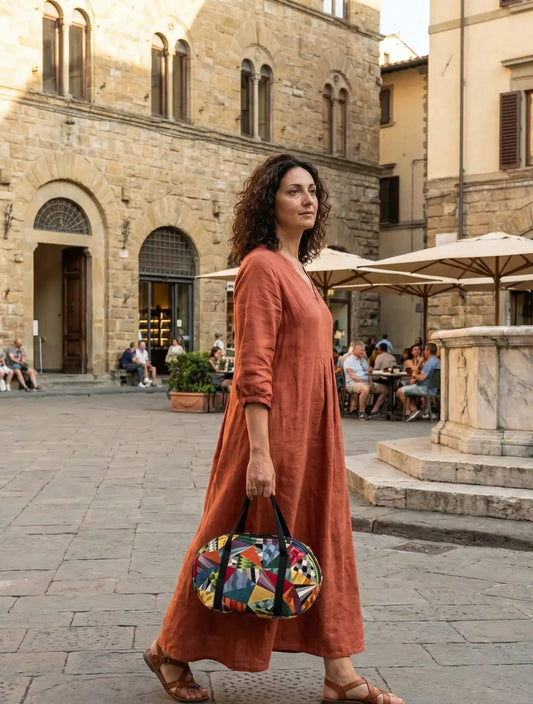 SOFIA - Borsa a mano in tessuto jacquard geometrico