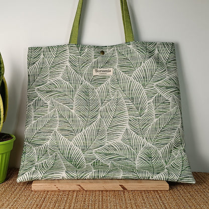 SUMMER  - Shopper borsa cotone e jacquard grande a spalla con stampa floreale