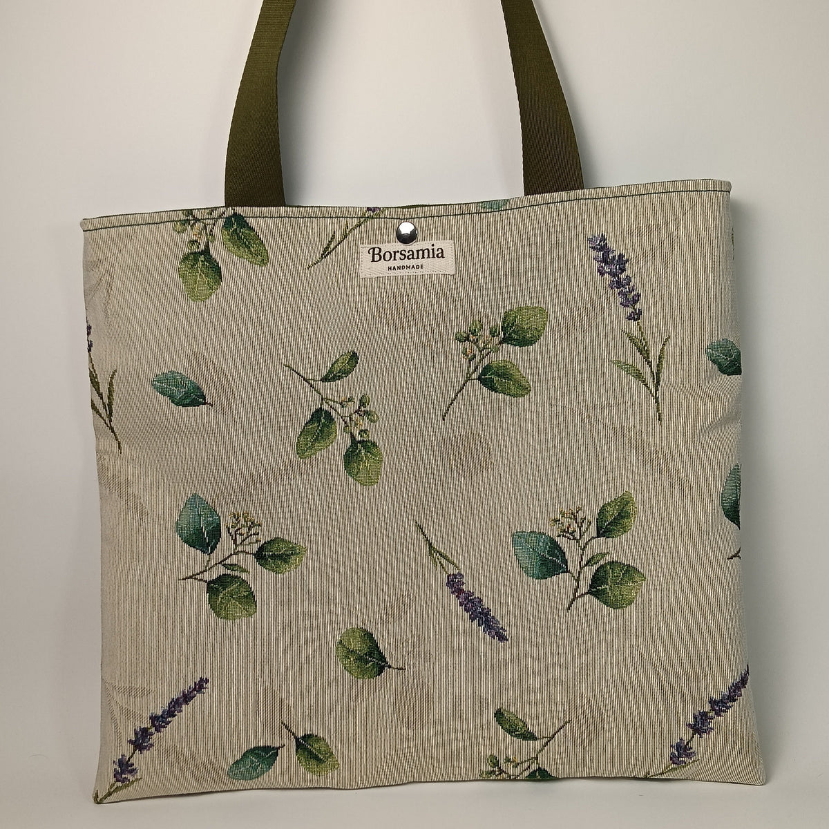 SUMMER - Borsa Shopper in Jacquard Gobelin Motivo Botanico e Lavanda - Prodotto artigianale
