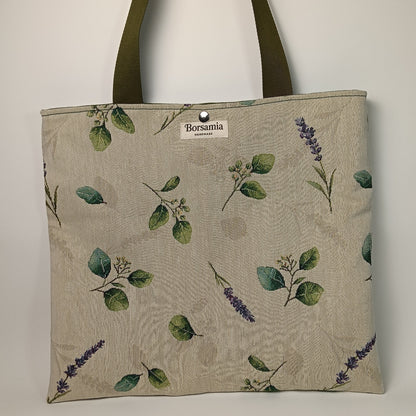SUMMER - Borsa Shopper in Jacquard Gobelin Motivo Botanico e Lavanda - Prodotto artigianale