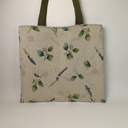 SUMMER - Borsa Shopper in Jacquard Gobelin Motivo Botanico e Lavanda - Prodotto artigianale