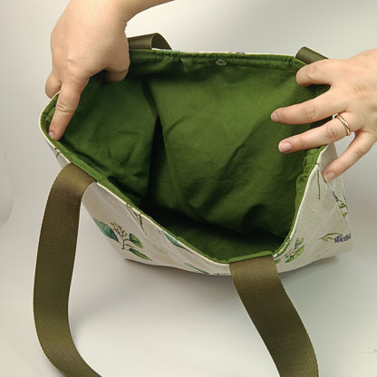SUMMER - Borsa Shopper in Jacquard Gobelin Motivo Botanico e Lavanda - Prodotto artigianale