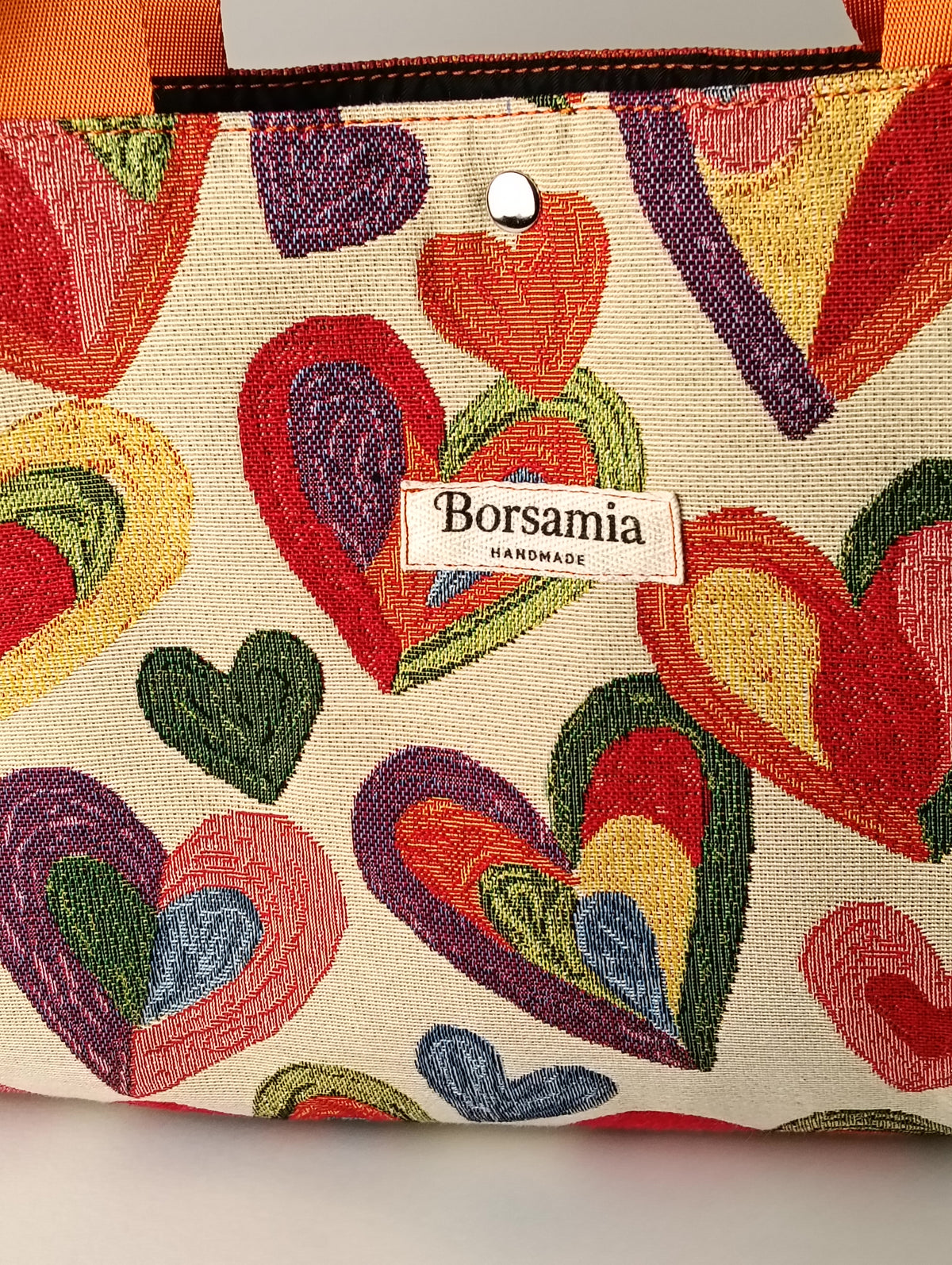 SUMMER  - Shopper stoffa cuori borsa cotone e jacquard grande a spalla