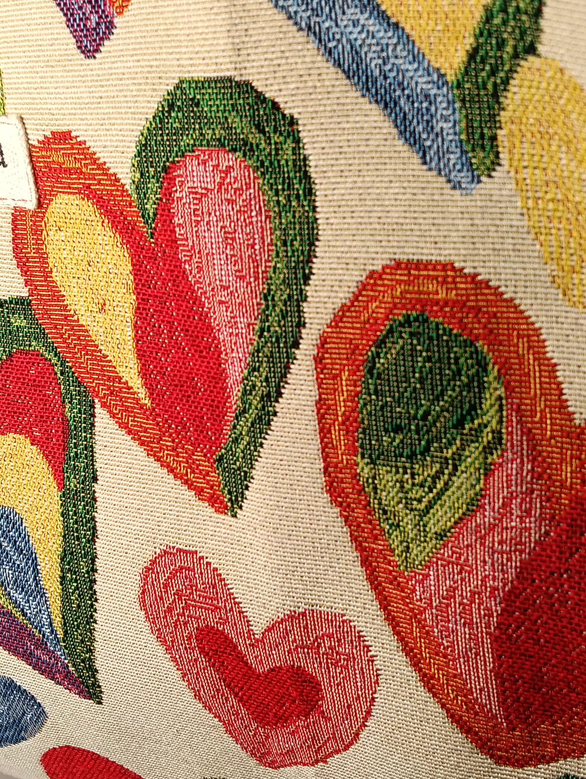 SUMMER  - Shopper stoffa cuori borsa cotone e jacquard grande a spalla