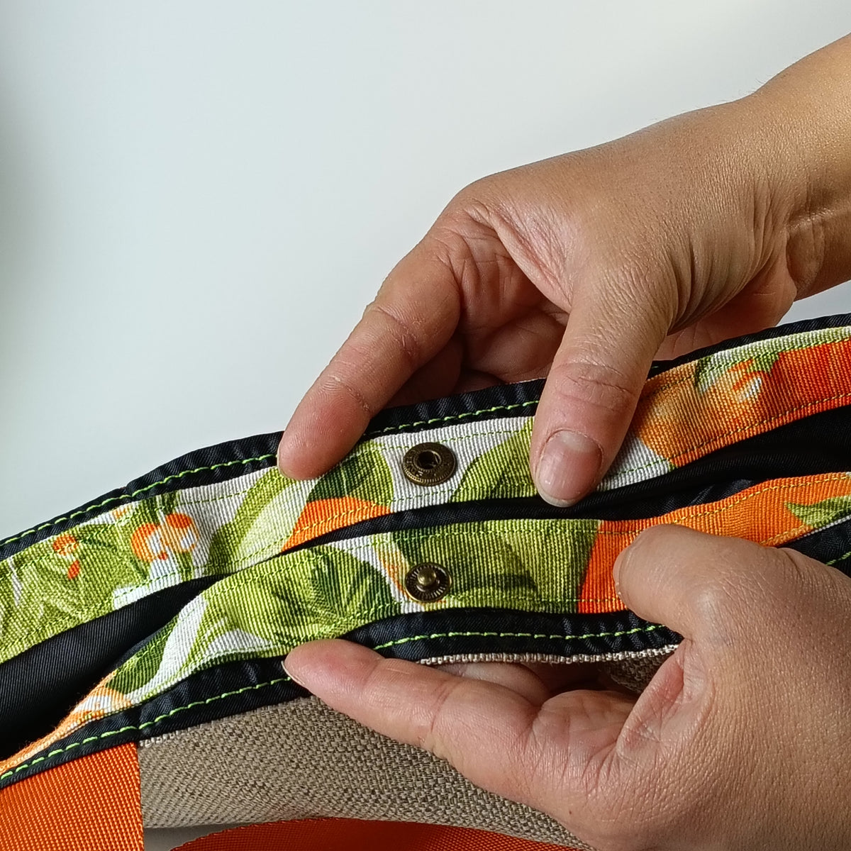 SUMMER  - Shopper stoffa arance borsa cotone e jacquard grande a spalla versione small