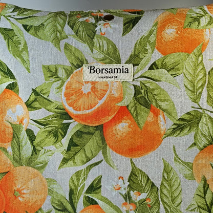 SUMMER  - Shopper stoffa arance borsa cotone e jacquard grande a spalla versione small