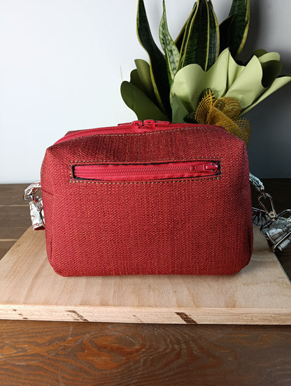 CELESTE - Borsa a tracolla da donna fatta a mano stoffa jacquard rossa- Prodotto artigianale