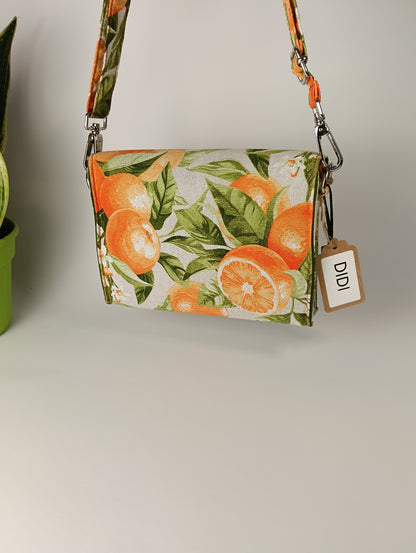 DIDI- Borsa fatta a mano modello tracolla stampa arance - Prodotto artigianale