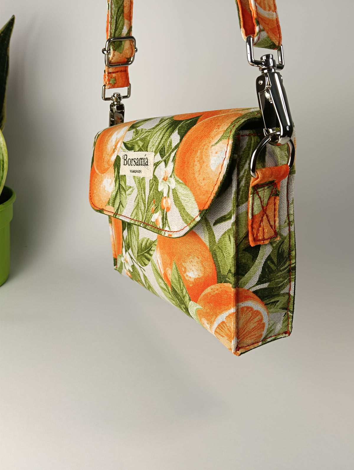 DIDI- Borsa fatta a mano modello tracolla stampa arance - Prodotto artigianale