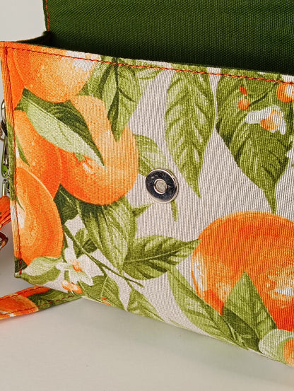 DIDI- Borsa fatta a mano modello tracolla stampa arance - Prodotto artigianale