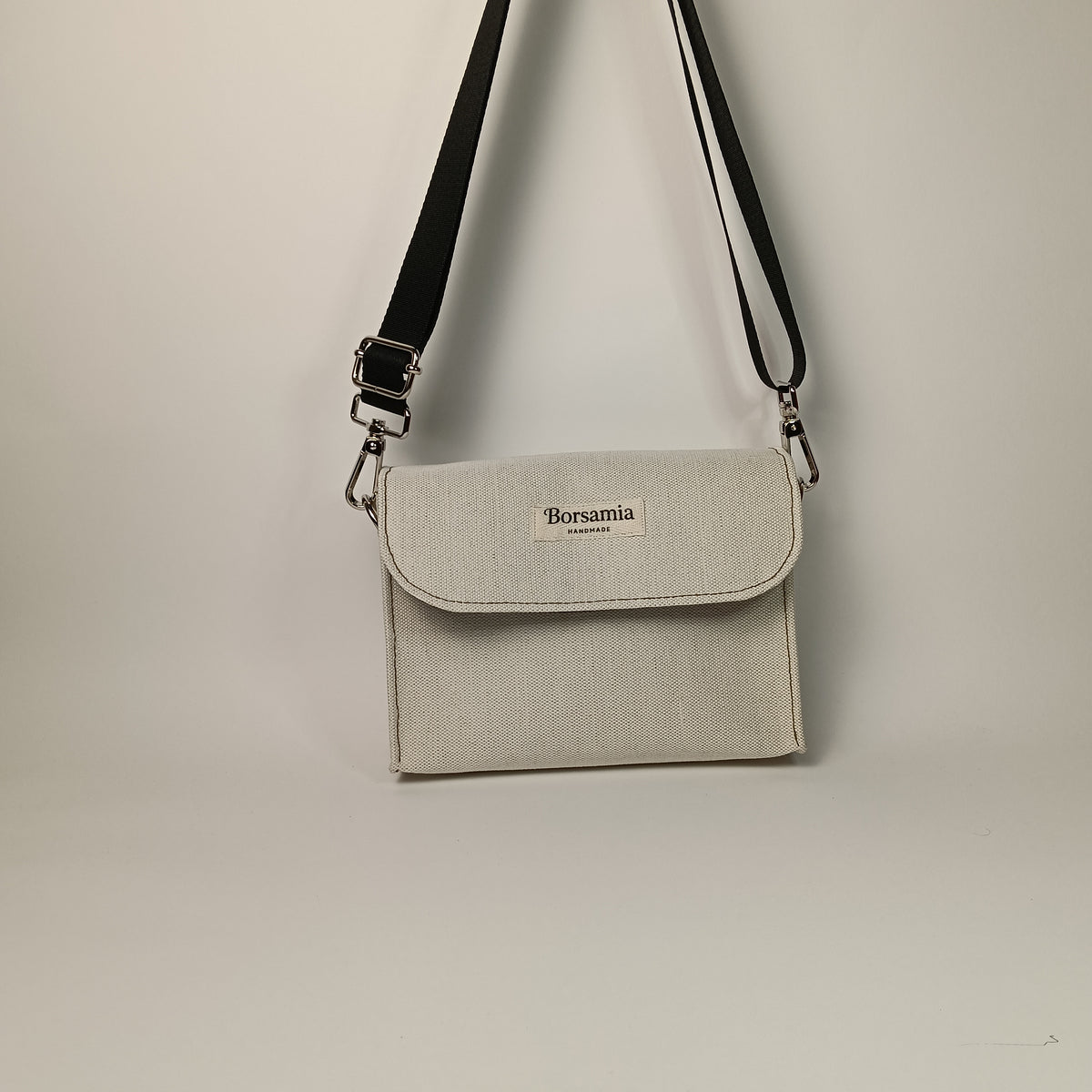 DIDI- Borsa fatta a mano in canvas ecrù modello tracolla - Prodotto artigianale
