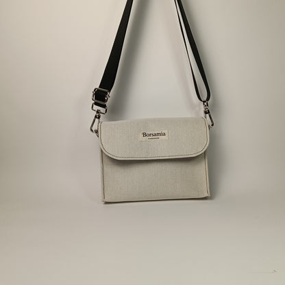 DIDI- Borsa fatta a mano in canvas ecrù modello tracolla - Prodotto artigianale