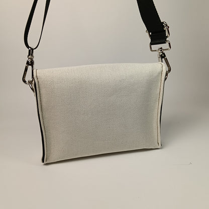 DIDI- Borsa fatta a mano in canvas ecrù modello tracolla - Prodotto artigianale