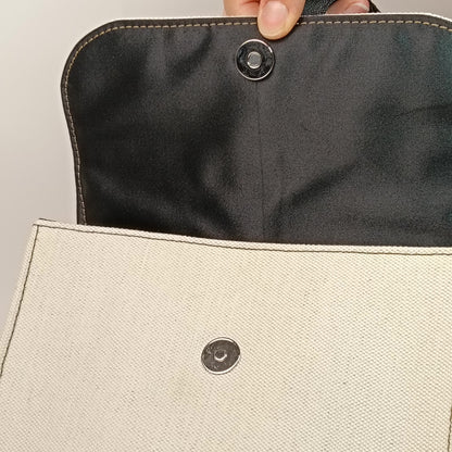 DIDI- Borsa fatta a mano in canvas ecrù modello tracolla - Prodotto artigianale
