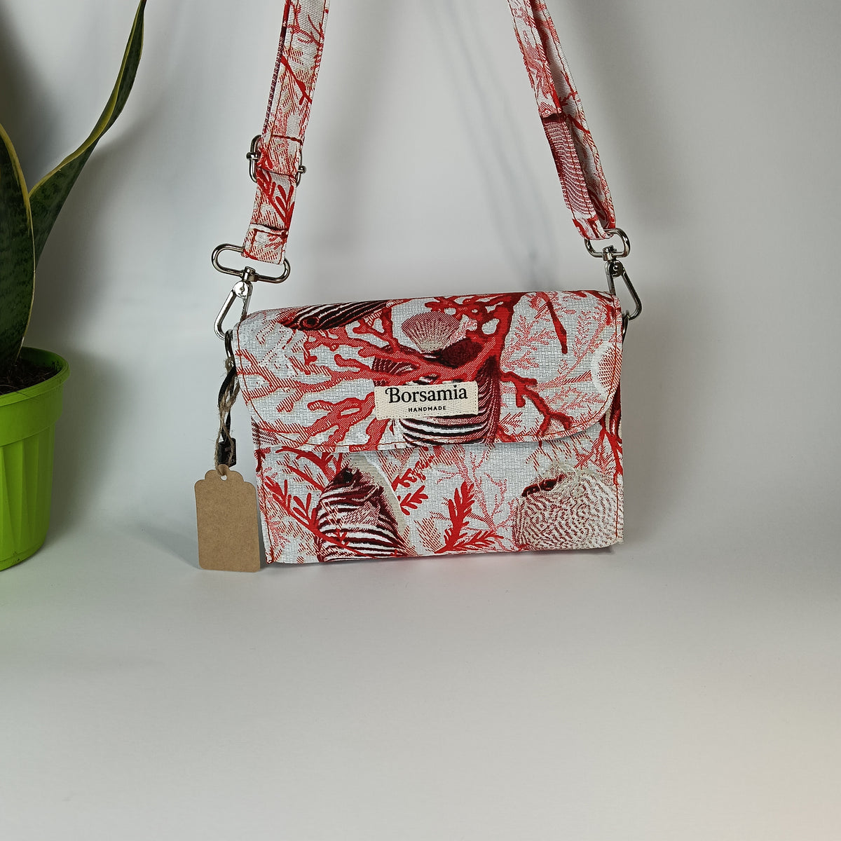 DIDI- Borsa fatta a mano modello tracolla con stampa corallo- Prodotto artigianale