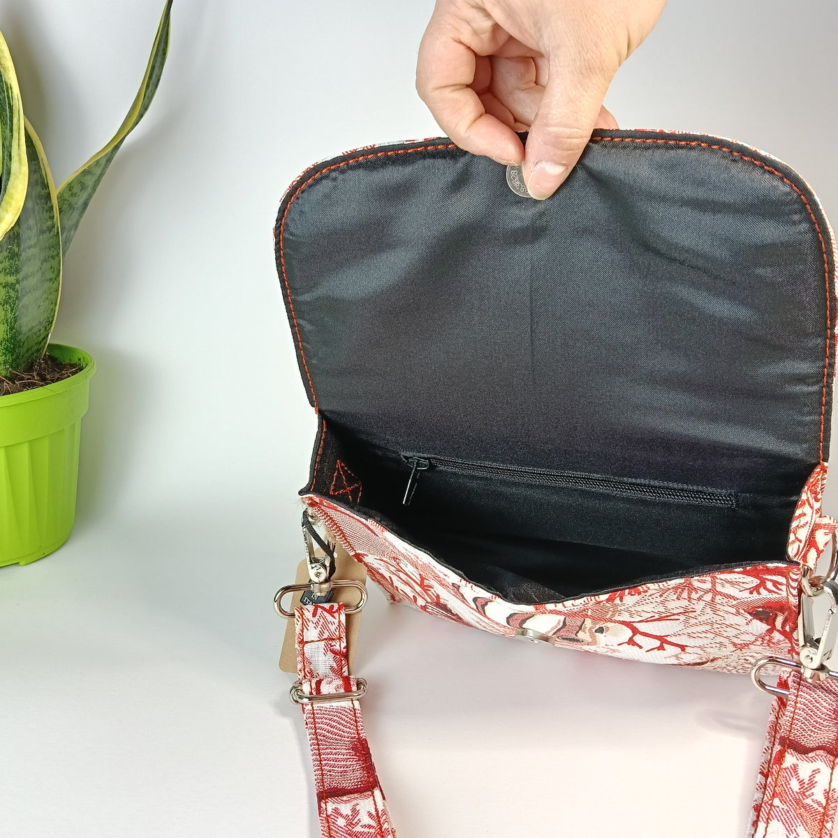 DIDI- Borsa fatta a mano modello tracolla con stampa corallo- Prodotto artigianale