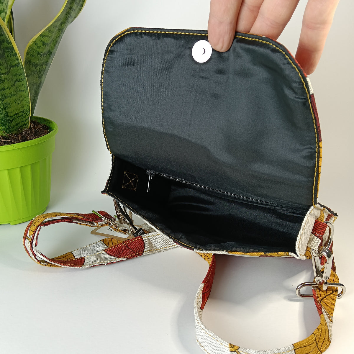 DIDI- Borsa fatta a mano modello tracolla con stampa autunnale- Prodotto artigianale