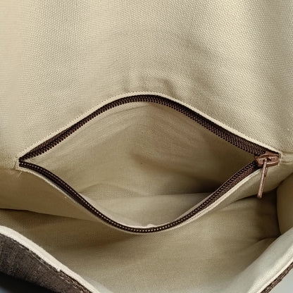 DIDI- Borsa fatta a mano modello tracolla tessuto jacquard marrone - Prodotto artigianale