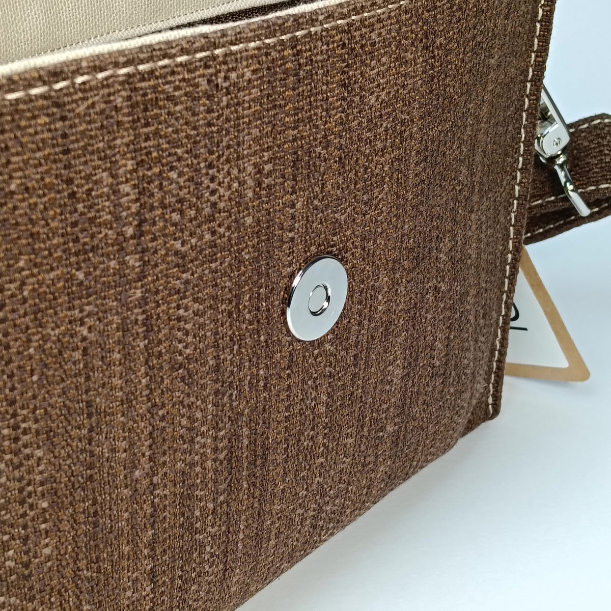 DIDI- Borsa fatta a mano modello tracolla tessuto jacquard marrone - Prodotto artigianale