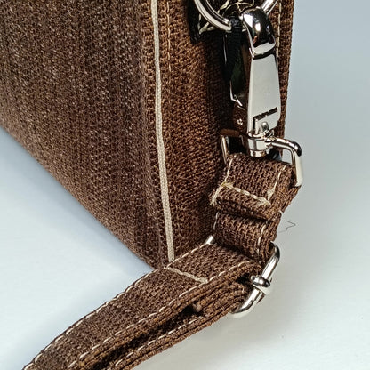 DIDI- Borsa fatta a mano modello tracolla tessuto jacquard marrone - Prodotto artigianale