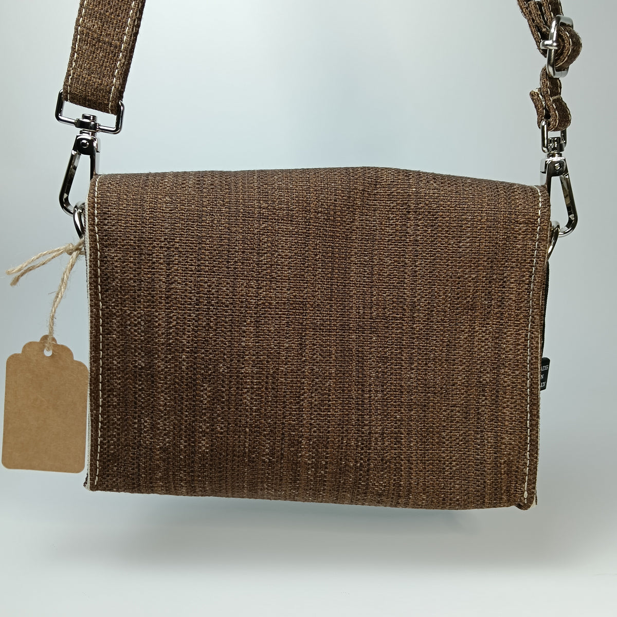 DIDI- Borsa fatta a mano modello tracolla tessuto jacquard marrone - Prodotto artigianale