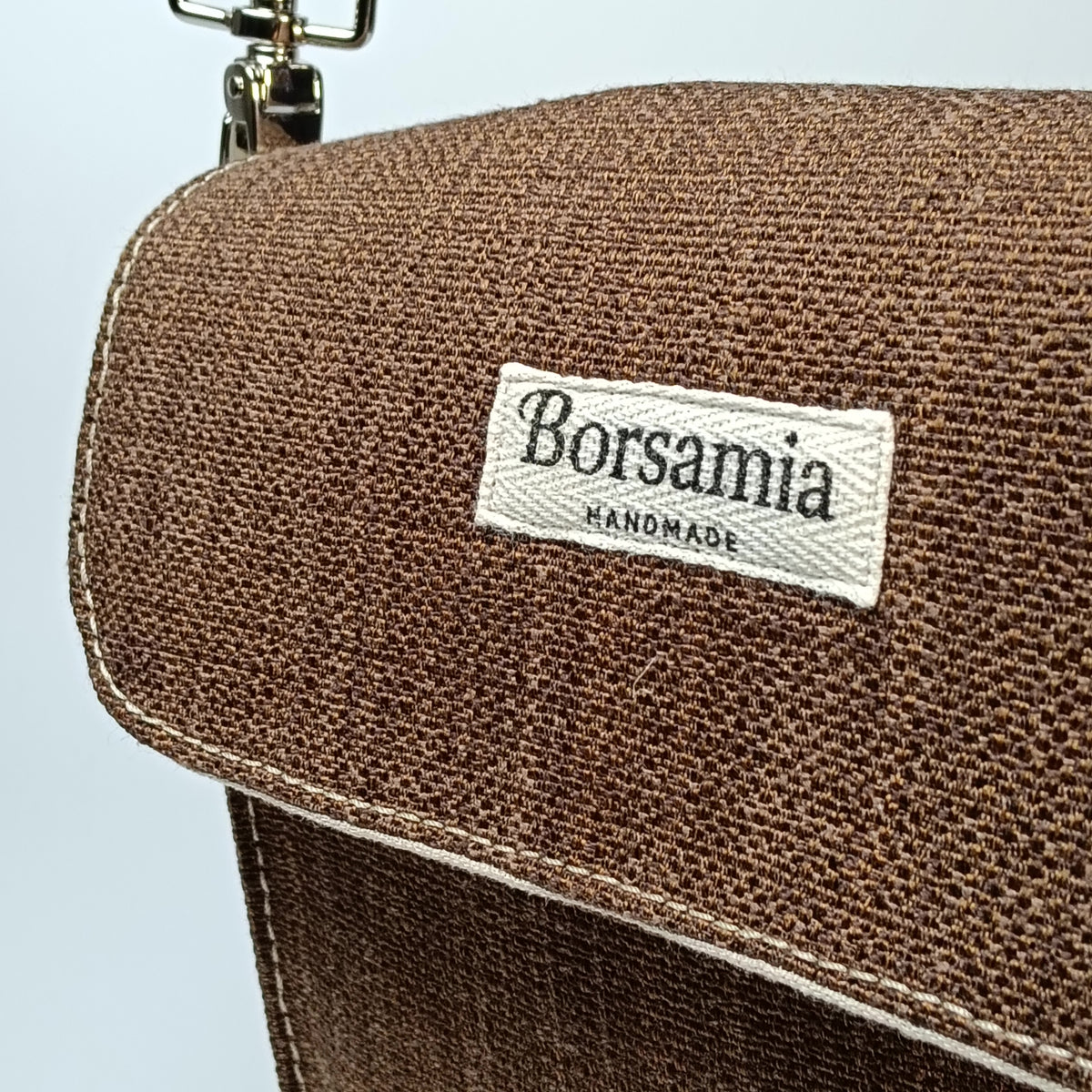DIDI- Borsa fatta a mano modello tracolla tessuto jacquard marrone - Prodotto artigianale