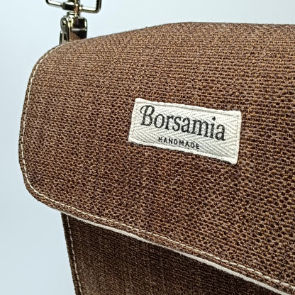 DIDI- Borsa fatta a mano modello tracolla tessuto jacquard marrone - Prodotto artigianale