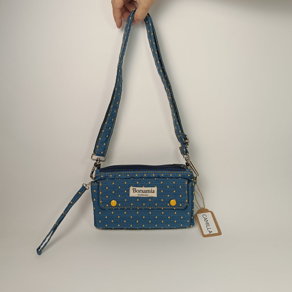 CAMILLA - Borsello Blu e Giallo - Tracolla e Pochette Artigianale