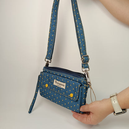 CAMILLA - Borsello Blu e Giallo - Tracolla e Pochette Artigianale