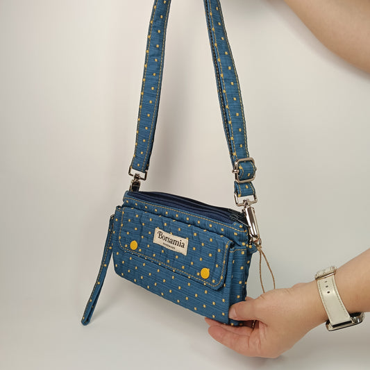 CAMILLA - Borsello Blu e Giallo - Tracolla e Pochette Artigianale