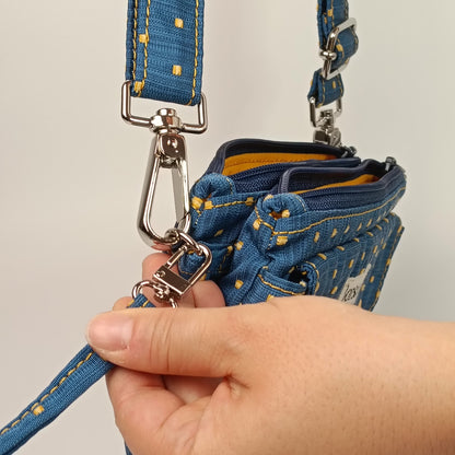 CAMILLA - Borsello Blu e Giallo - Tracolla e Pochette Artigianale