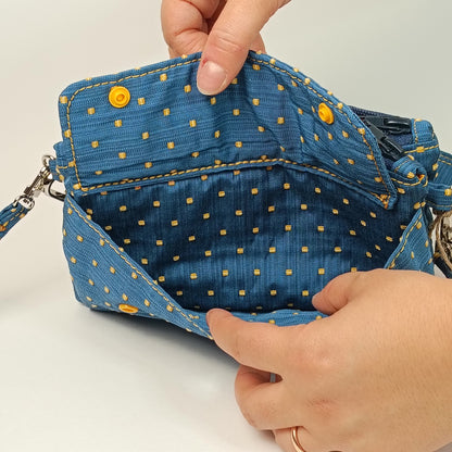 CAMILLA - Borsello Blu e Giallo - Tracolla e Pochette Artigianale