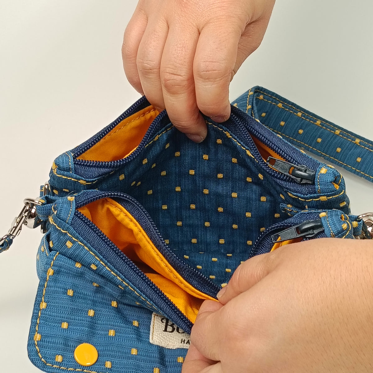 CAMILLA - Borsello Blu e Giallo - Tracolla e Pochette Artigianale