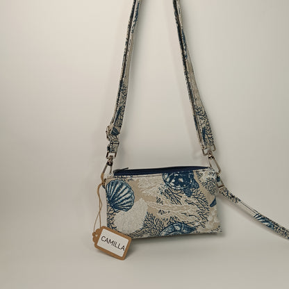 CAMILLA - Borsa a Tracolla e Pochette da Polso Stampa Marina - Prodotto artigianale