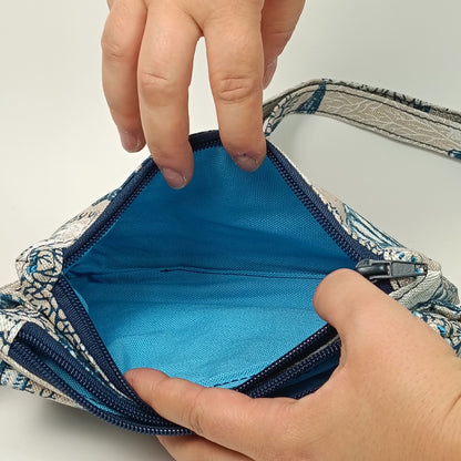 CAMILLA - Borsa a Tracolla e Pochette da Polso Stampa Marina - Prodotto artigianale