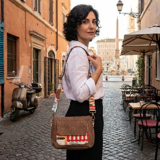 CELESTE - Borsa a tracolla da donna fatta a mano - Prodotto artigianale
