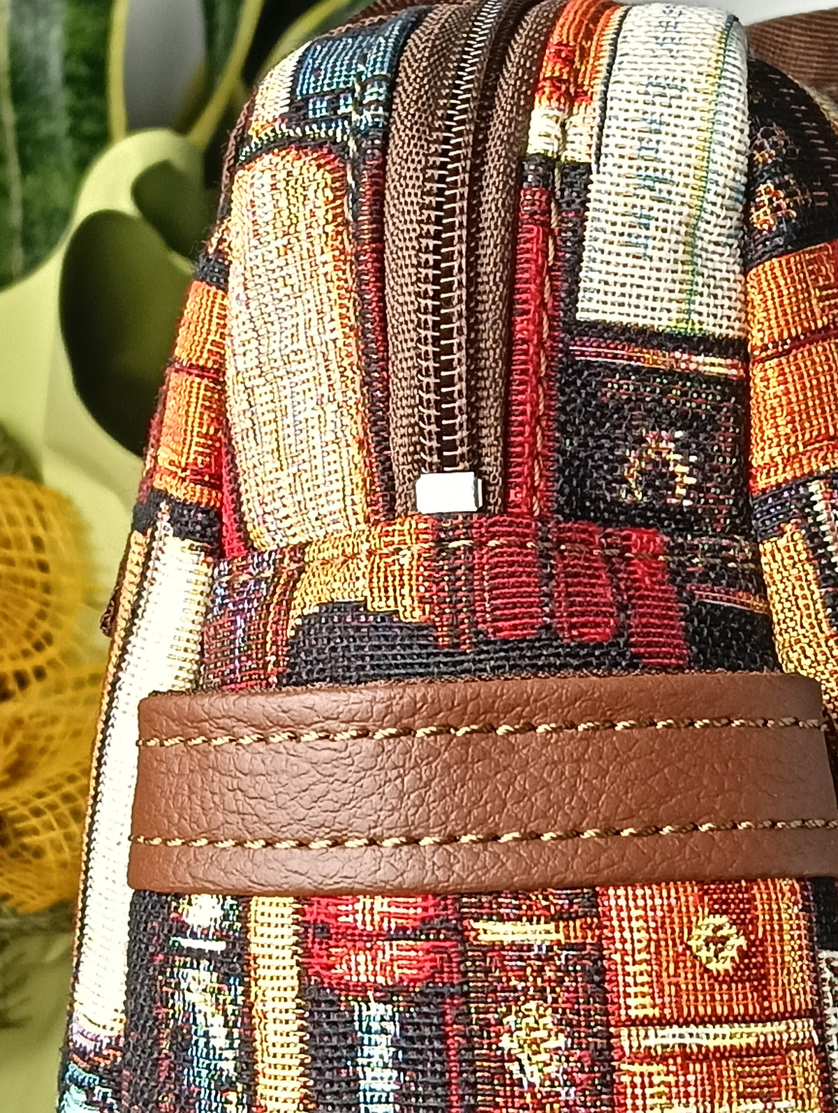 GINEVRA - Borsa in pelle sintetica e tessuto fatta a mano - Prodotto artigianale