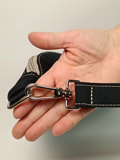 MARSUPIO - Unisex Nero in Canvas con Zip Beige - Marsupio Artigianale