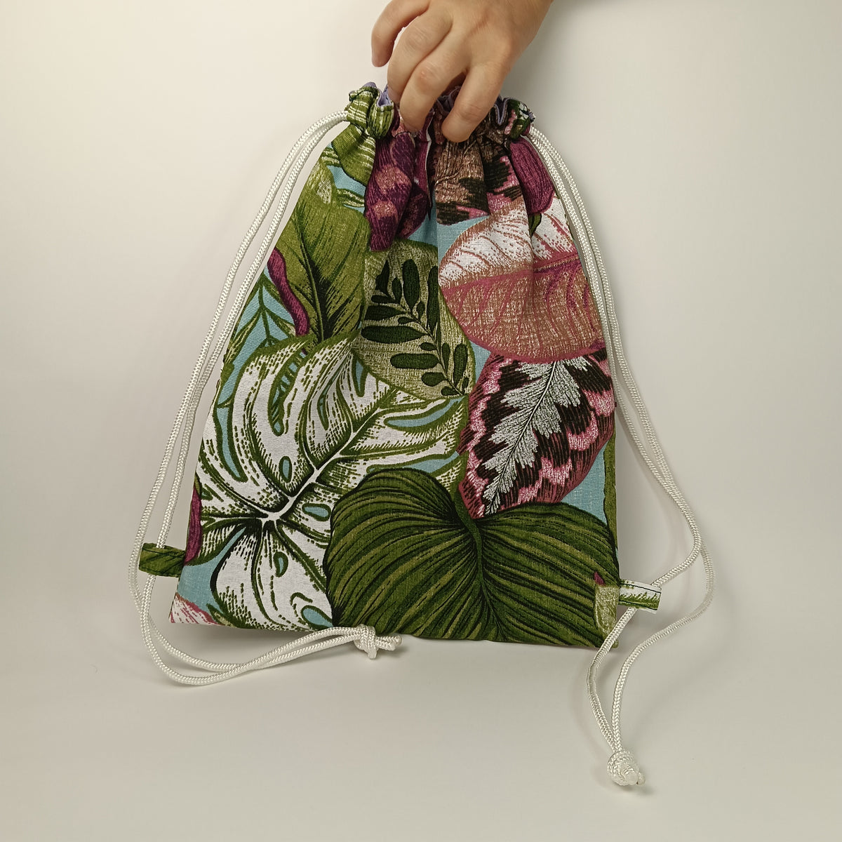 CLOE - Sacca Zaino Floreale Tropicale in Loneta - Zainetto Artigianale