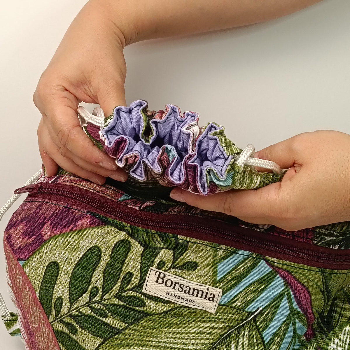 CLOE - Sacca Zaino Floreale Tropicale in Loneta - Zainetto Artigianale
